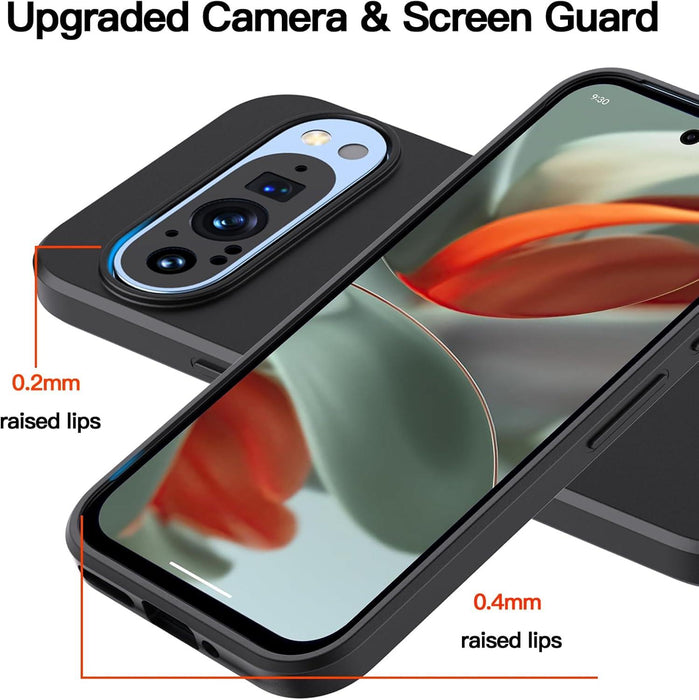 Google Pixel 9, 9 Pro Case Cover Liquid Soft Silicon Gel Matte Black