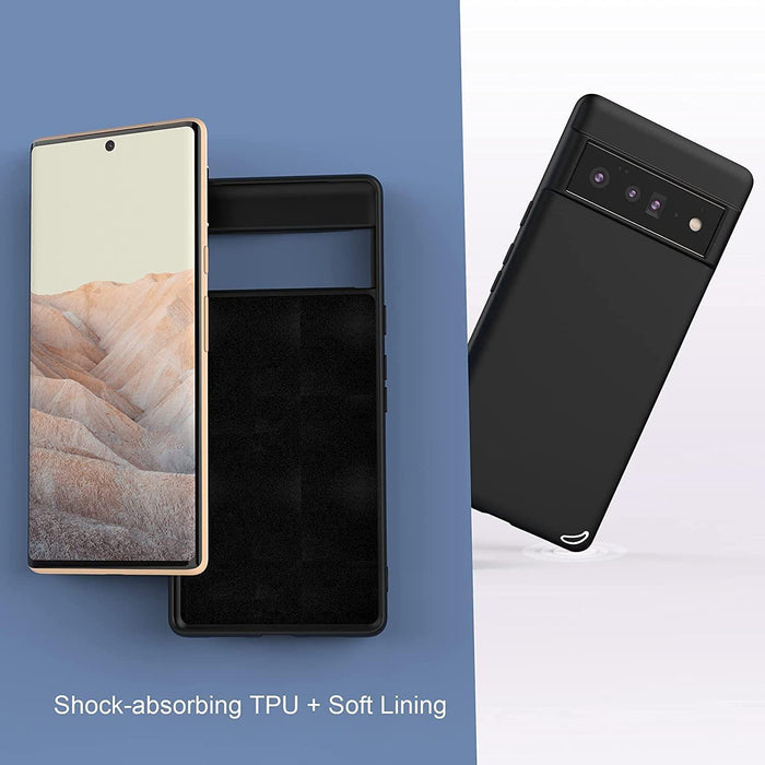 Black Gel Case Tough Shockproof Phone Case Gel Cover Skin for Google Pixel 6 Pro