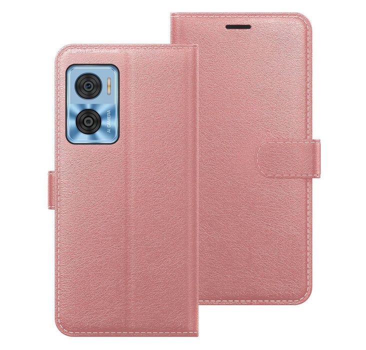 Motorola Moto E22 Case Cover Flip Folio Leather Wallet Credit Card Slot