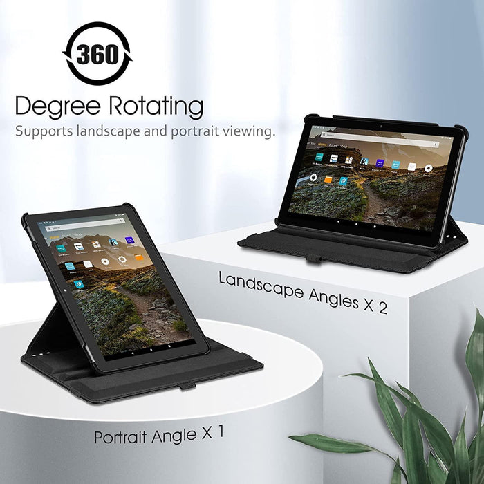 Case Cover Folding Folio 360 Rotating For Amazon Fire HD 10 2021, 2019/HD 10 Plus