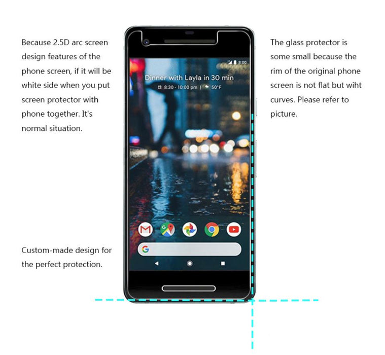Google Pixel 2 Tempered Glass Screen Protector |2.5D|