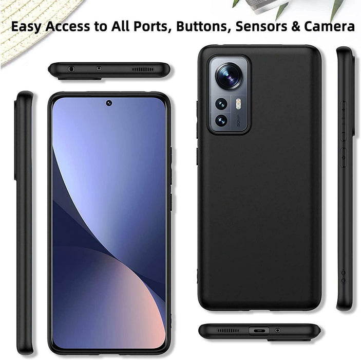 Black Gel Case Tough Shockproof Phone Case Gel Cover Skin for Xiaomi 12 PRO