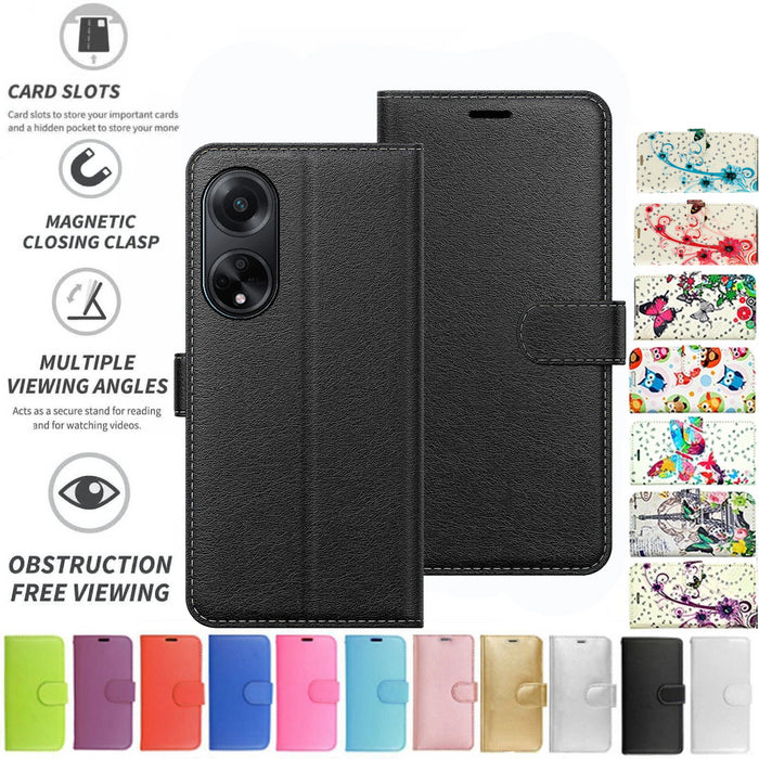 Oppo A98 Case Cover Flip Folio Leather Wallet Credit Card Slot