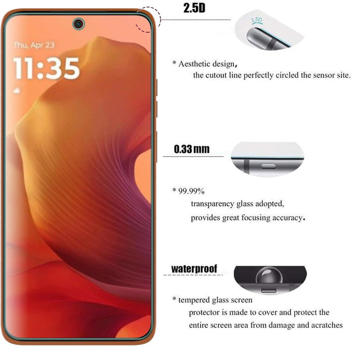 Motorola Moto E15|G05|G05 Tempered Glass Screen Protector |2.5D|