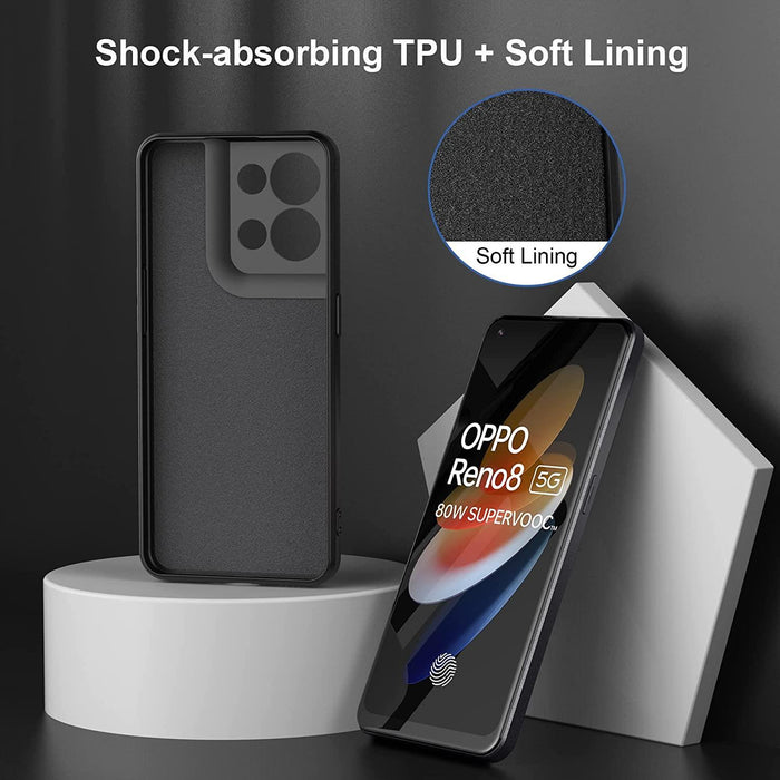Black Gel Case Tough Shockproof Phone Case Gel Cover Skin for Oppo Reno 8 5G