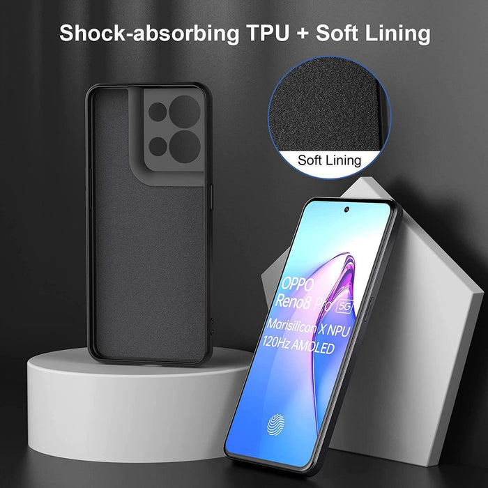 Black Gel Case Tough Shockproof Phone Case Gel Cover Skin for Oppo Reno 8 Pro 5G