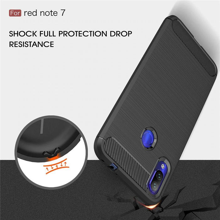 Shockproof Case Gel Skin Carbon Fibre /Brushed Metal Effect REDMI NOTE 7