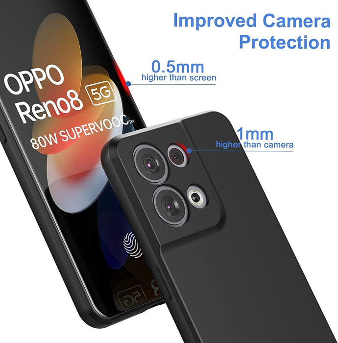 Black Gel Case Tough Shockproof Phone Case Gel Cover Skin for Oppo Reno 8 5G