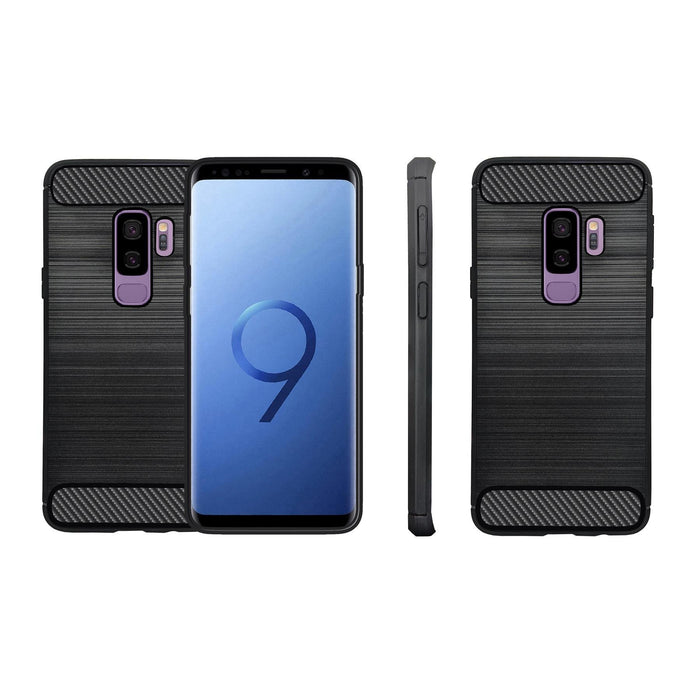 Carbon fibre / Brushed Metal de Design Case Gel Skin Brushed Metal Effect For Samsung Galaxy S9 PLUS