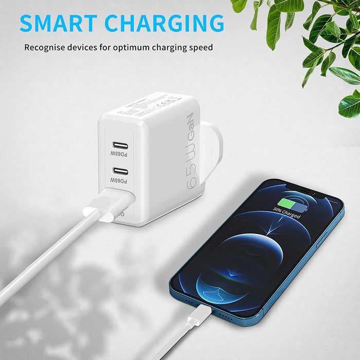 USB-C Plug Adaptor Charger UK Socket PD 65W For iPhone, Laptops, MacBook, iPad