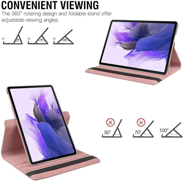Samsung Galaxy Tab S7 FE 12.4" (2021) T730 T736, Tab S8+ 12.4" (2022) X800 X806, 360 Rotating Folio Case