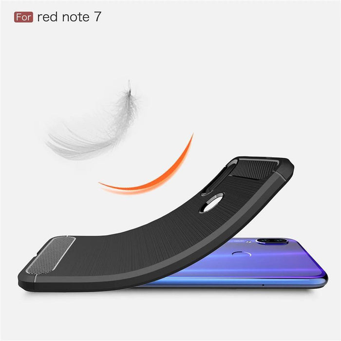 Shockproof Case Gel Skin Carbon Fibre /Brushed Metal Effect REDMI NOTE 7