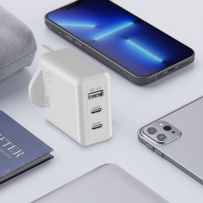USB-C Plug Adaptor Charger UK Socket PD 65W For iPhone, Laptops, MacBook, iPad