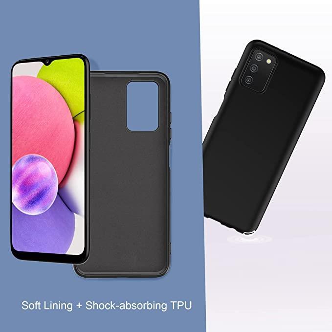 Black Gel Case Tough Shockproof Phone Case Gel Cover Skin for Samsung Galaxy A03S