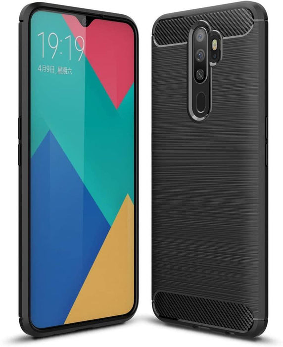 Carbon fibre / Brushed Metal de Design Case Gel Skin Brushed Metal Effect For Oppo A5 / A9 2020