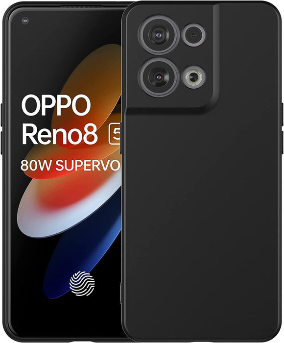 Black Gel Case Tough Shockproof Phone Case Gel Cover Skin for Oppo Reno 8 5G