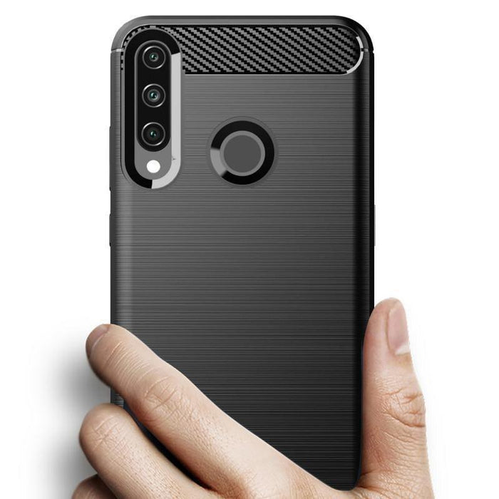 Shockproof Case Gel Skin Carbon Fibre /Brushed Metal Effect Huawei Y6P 2020