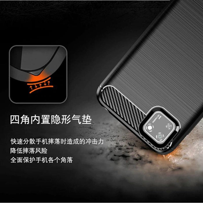 Shockproof Case Gel Skin Carbon Fibre /Brushed Metal Effect Huawei Y5P 2020