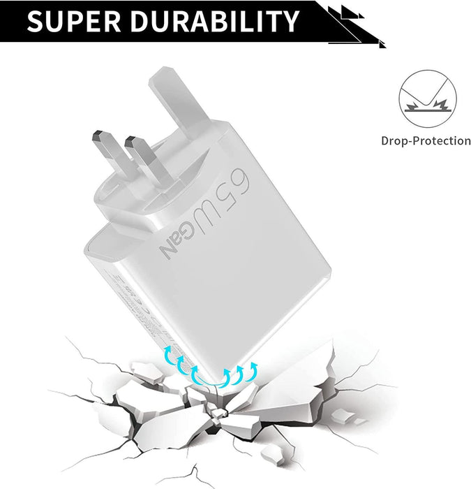 USB-C Plug Adaptor Charger UK Socket PD 65W For iPhone, Laptops, MacBook, iPad