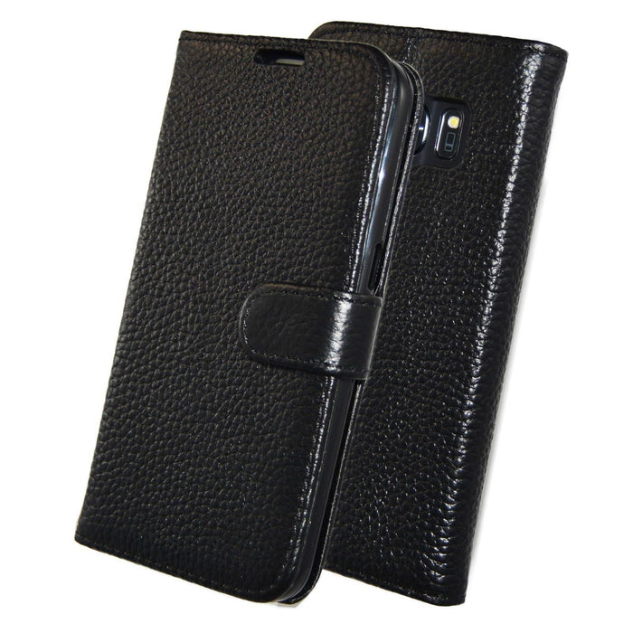 Samsung Galaxy S9+, Genuine Leather Flip Folio Book Wallet Case