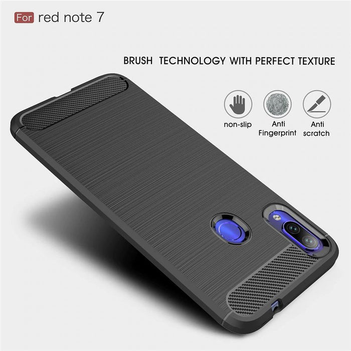 Shockproof Case Gel Skin Carbon Fibre /Brushed Metal Effect REDMI NOTE 7