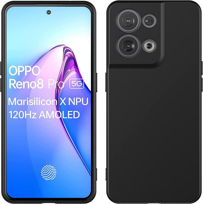 Black Gel Case Tough Shockproof Phone Case Gel Cover Skin for Oppo Reno 8 Pro 5G