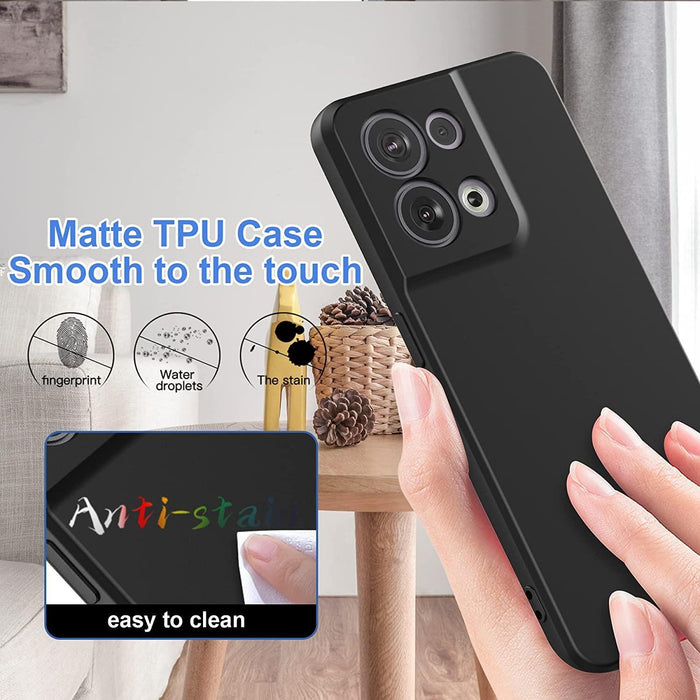 Black Gel Case Tough Shockproof Phone Case Gel Cover Skin for Oppo Reno 8 5G