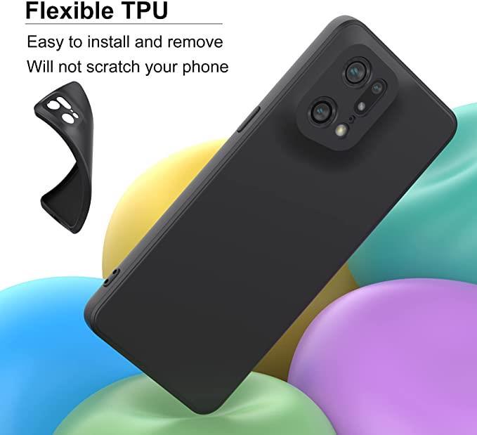 Black Gel Case Tough Shockproof Phone Case Gel Cover Skin for Oppo Find X5 Lite