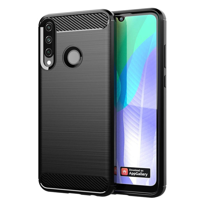 Shockproof Case Gel Skin Carbon Fibre /Brushed Metal Effect Huawei Y6P 2020