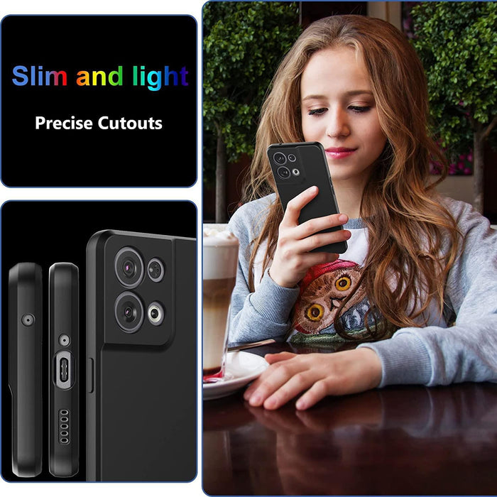 Black Gel Case Tough Shockproof Phone Case Gel Cover Skin for Oppo Reno 8 Pro 5G