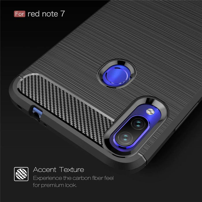 Shockproof Case Gel Skin Carbon Fibre /Brushed Metal Effect REDMI NOTE 7