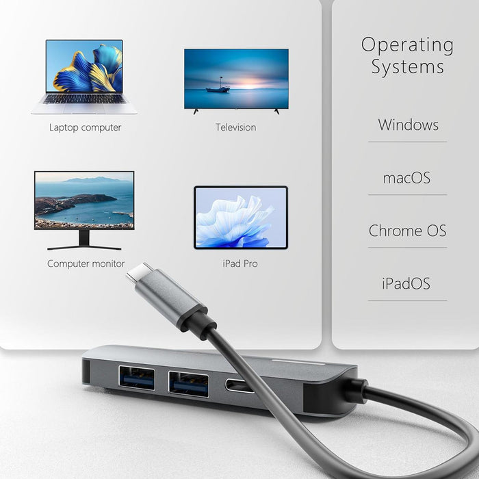 USB-C Multiport Hub 4 in 1 HDMI USB Adapter With 100W PD Charging