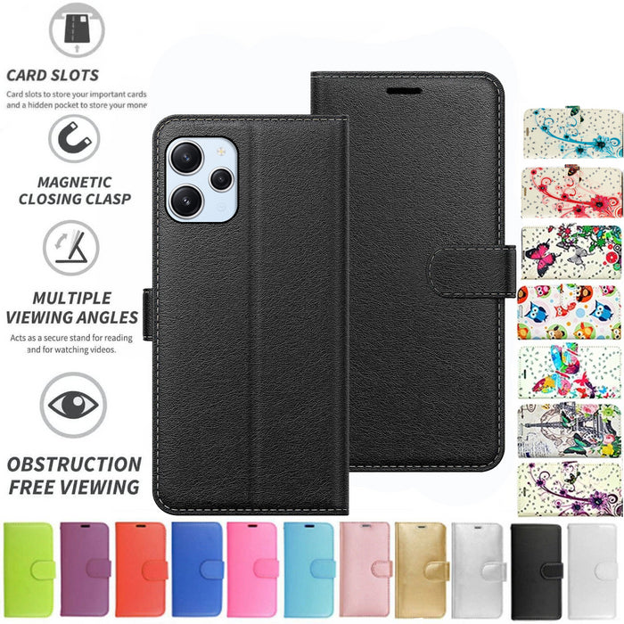 Xiaomi Redmi 12 Case Cover Flip Folio Leather Wallet Credit Card Slot