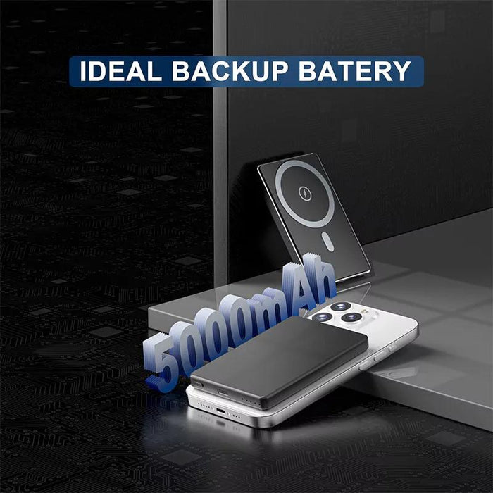 Power Bank 5000mAh PD20W Type-C Port Ultra-Slim Magnetic Wireless (15W Aluminum)