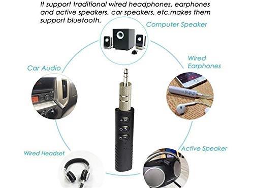 Adapter for wired headphones, earphones, car audio, and speakers with text explaining compatibility.