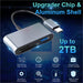 USB adapter with upgrade chip and aluminum shell on a blue circuit board background