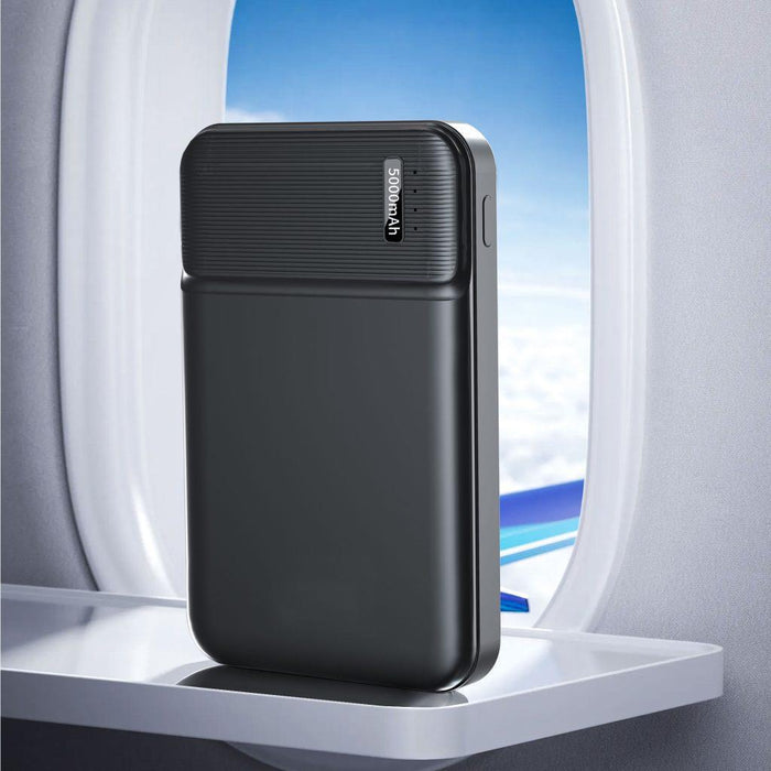 5000mAh Mini Power Bank – Ultra Slim Dual Port Portable Charger (USB-C & Micro Input)
