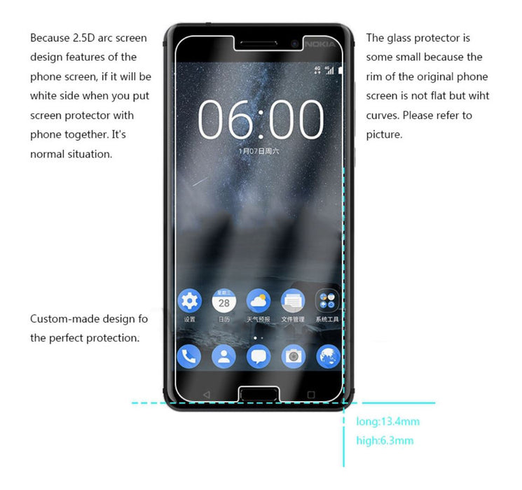 Nokia 3 (2017) Tempered Glass Screen Protector |2.5D|