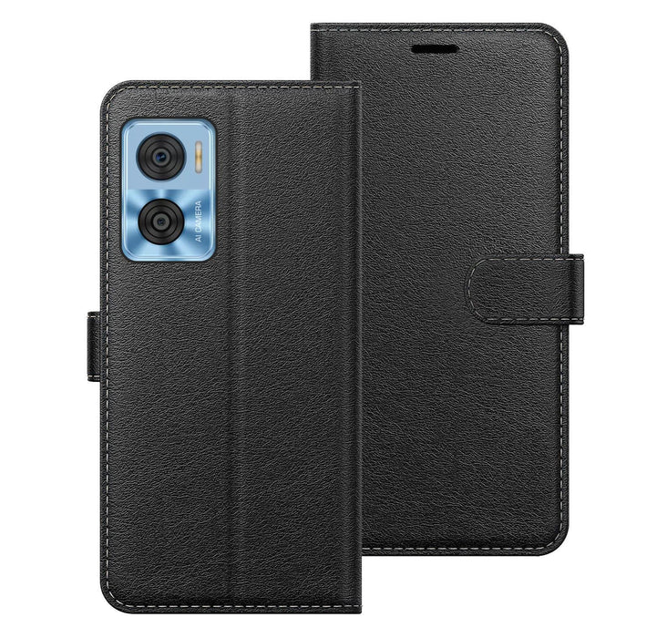 Motorola Moto E22 Case Cover Flip Folio Leather Wallet Credit Card Slot