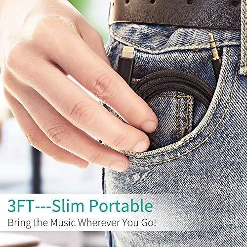 Hand placing a small portable device into a jeans pocket with promotional text.