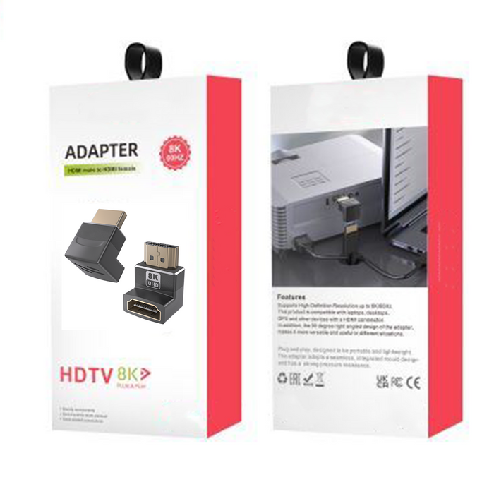 8K HDMI Male to Female Adapter 90 Degree Angled Connector V2.1 60Hz 4K 120Hz UHD