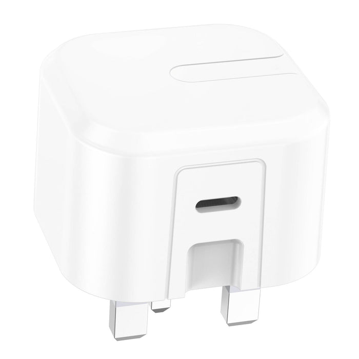 25W Mains Charger White UK Travel Charger with USB-C Port