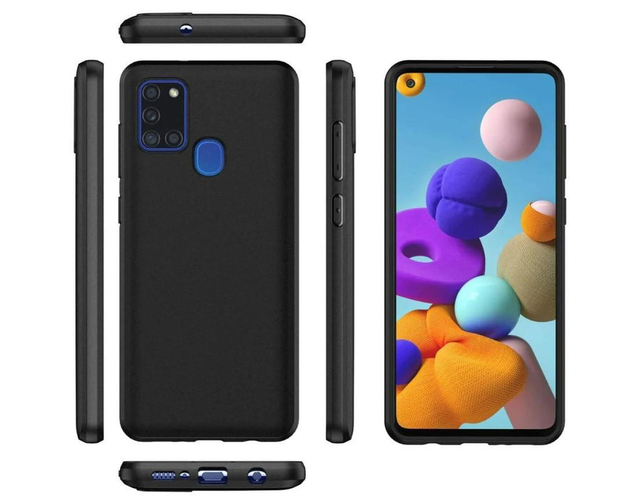 Black Gel Case Tough Shockproof Phone Case Gel Cover Skin for Galaxy A21s