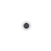 Round white object with a black center on a white background