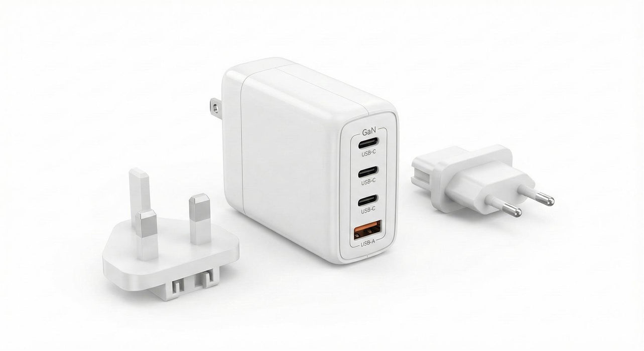 120W GaN Universal Travel Charger 4-Port USB-C PD QC 3.0 Adapter Plug