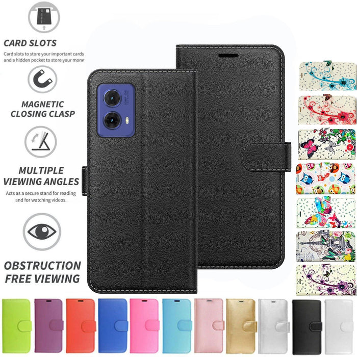 Motorola Moto G85 Case Cover Flip Folio Leather Wallet Credit Card Slot