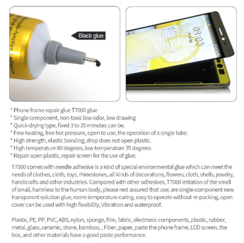 Zhanlida T7000 Black Repair Adhesive Glue Phone iPad Craft Precision Tip 15ML
