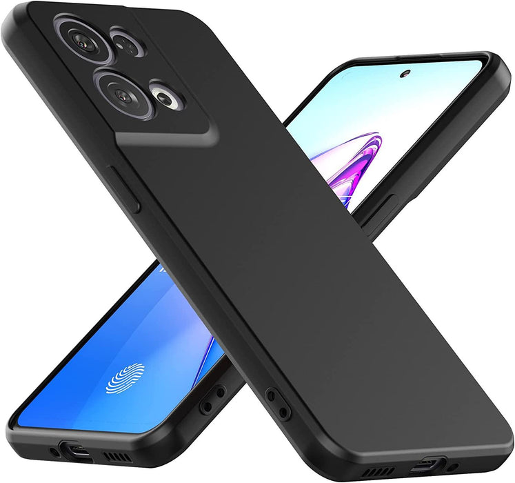 Black Gel Case Tough Shockproof Phone Case Gel Cover Skin for Oppo Reno 8 Pro 5G