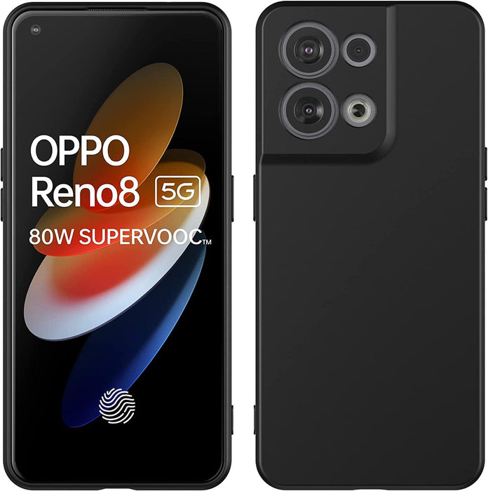 Black Gel Case Tough Shockproof Phone Case Gel Cover Skin for Oppo Reno 8 5G