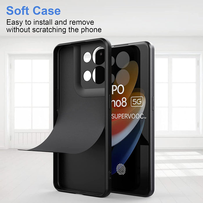 Black Gel Case Tough Shockproof Phone Case Gel Cover Skin for Oppo Reno 8 5G